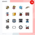 Set of 16 Modern UI Icons Symbols Signs for sandclock, control, world, concentration, hand