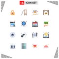 Set of 16 Modern UI Icons Symbols Signs for seo, shop, director, open, movie Royalty Free Stock Photo