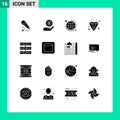 Set of 16 Modern UI Icons Symbols Signs for server, event, dollar, diamond, strategy