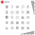 Set of 25 Modern UI Icons Symbols Signs for server, graph, log, database, note