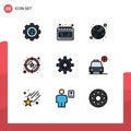 Set of 9 Modern UI Icons Symbols Signs for setting, gear, neptune, value, service