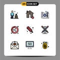 Set of 9 Modern UI Icons Symbols Signs for share, data, architecture, conversion, plan