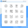 Set of 16 Modern UI Icons Symbols Signs for shopping bag, ahnd, pen, tools, supplies Royalty Free Stock Photo