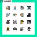 Set of 16 Modern UI Icons Symbols Signs for shopping, online, thief, credit, trash