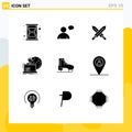 Set of 9 Modern UI Icons Symbols Signs for skate, boot, sports, online, allocation