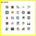 Set of 25 Modern UI Icons Symbols Signs for smart city, clean, clip, monitoring, security