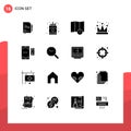 Set of 16 Modern UI Icons Symbols Signs for smartphone, qr, alert, code, empire