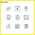 Set of 9 Modern UI Icons Symbols Signs for smartphone, tree, website, srilanka, indian