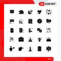 Set of 25 Modern UI Icons Symbols Signs for social media, love, global, sign, on Royalty Free Stock Photo