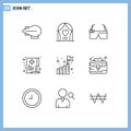 Set of 9 Modern UI Icons Symbols Signs for startup, business, google glass, document, hospital Royalty Free Stock Photo