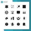 Set of 16 Modern UI Icons Symbols Signs for steering, server, digging, devices, admin