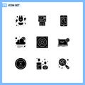 Set of 9 Modern UI Icons Symbols Signs for sun, cloud, finance, hardware, mobile