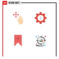 Set of 4 Modern UI Icons Symbols Signs for three, plus, hold, protection, user