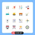 Set of 16 Modern UI Icons Symbols Signs for traffic, data, mind, cancel, job