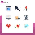 Set of 9 Modern UI Icons Symbols Signs for truck, plumber, news, pipe, sync