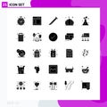 Set of 25 Modern UI Icons Symbols Signs for vegetable, pumpkin, user, food, music