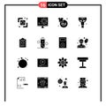 Set of 16 Modern UI Icons Symbols Signs for vote, political, fix, campaign, sale