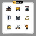 Set of 9 Modern UI Icons Symbols Signs for web, error message, advertising, chat error, marketing Royalty Free Stock Photo