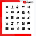 Set of 25 Modern UI Icons Symbols Signs for wedding, bloone, grave, markup, code