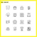 16 User Interface Outline Pack of modern Signs and Symbols of winner, award, welder, love, feelings