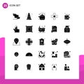 Set of 25 Modern UI Icons Symbols Signs for world, online, camping, ecommerce, teapot