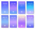 Set of modern user interface, ux, ui screen wallpapers for smart phone. Mobile Application. Ultra violet, purple and