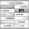 Set of modern vector banners. Halftone background. Black dots on white