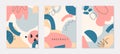 Set of modern vector collages,hand drawn organic shapes and textures in retro pastel colors