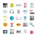 Set of modern vector flat workspace icons for web design