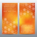 Set of modern vertical scientific banners. Molecule structure of DNA and neurons. Abstract background. Medicine, science