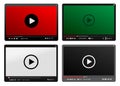 Set Of Modern Video Player. Black, Red, Green Design Template For Web And Mobile Apps Flat Style. Vector Illustration. Isolated On Royalty Free Stock Photo