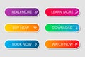 Set of modern web buttons. Navigation button menu with gradient on white forms with shadow. Web action elements for game, call,