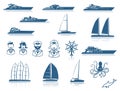 Set of Modern Yacht Silhouettes