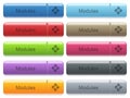 Set of modules glossy color captioned menu buttons Royalty Free Stock Photo