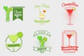 Set of mojito, margarita, pina colada and cosmopolitan cocktails logos, labels