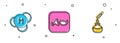 Set Molecule, Broken flask and Test tube and icon. Vector