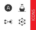 Set Molecule, Exam sheet with A plus grade, and Test tube icon. Vector Royalty Free Stock Photo