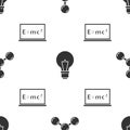 Set Molecule, Light bulb with concept of idea and Equation solution on seamless pattern. Vector Royalty Free Stock Photo