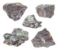 Set of Molybdenite ore rocks isolated on white Royalty Free Stock Photo