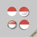 Set of MONACO flags round badges. Royalty Free Stock Photo