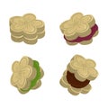 Set of monaka traditional Japanese dessert vector illustration