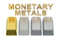 Set of monetary metals ingots