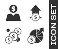 Set Money and diagram graph, Business man planning mind, Coin money with dollar and Financial growth and coin icon Royalty Free Stock Photo