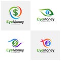 Set of Money Eye Logo Design Vector concept. Eye Money Logo Template. Icon Symbol. Illustration Royalty Free Stock Photo