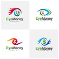 Set of Money Eye Logo Design Vector concept. Eye Money Logo Template. Icon Symbol. Illustration Royalty Free Stock Photo