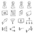 Set of money icons Drawing illustration Hand drawn doodle Sketch line vector eps10 Royalty Free Stock Photo