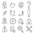 Set of money icons Drawing illustration Hand drawn doodle Sketch line vector eps10 Royalty Free Stock Photo