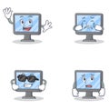 Set of monitor character with happiness crying afraid super cool Royalty Free Stock Photo