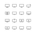 Set of monitor and computer icons, device, screen, laptop, phone, pc. Royalty Free Stock Photo