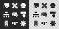 Set Monitor and mobile, Crossed ruler pencil, Layers, UI UX design, Site map, Website statistic, and icon. Vector
